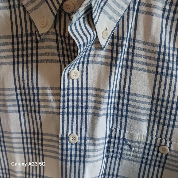 Guess Mens XL Blue & White Plaid Button-Down Shirt 100% Cotton Classic Preppy - Picture 2 of 5